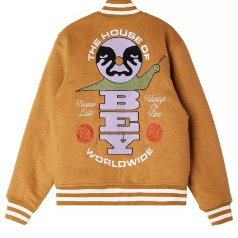 Nwt~Obey Brown Sugar Time Varsity Jacket Size Large-Unisex